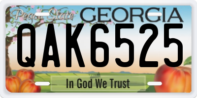 GA license plate QAK6525
