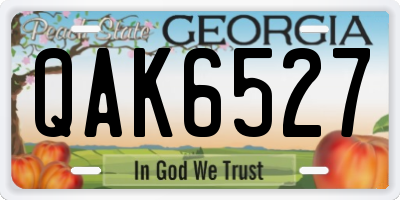 GA license plate QAK6527