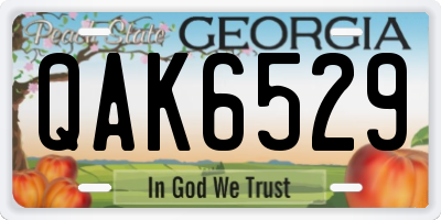 GA license plate QAK6529
