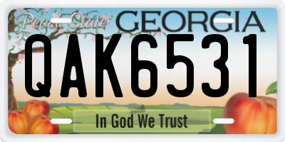 GA license plate QAK6531