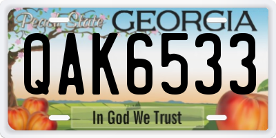 GA license plate QAK6533
