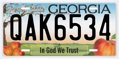 GA license plate QAK6534