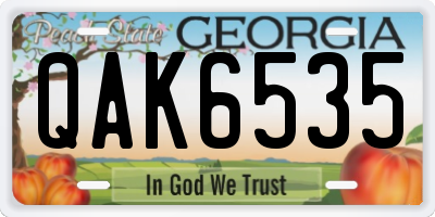 GA license plate QAK6535