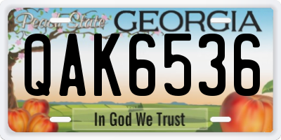 GA license plate QAK6536