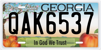 GA license plate QAK6537