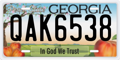 GA license plate QAK6538
