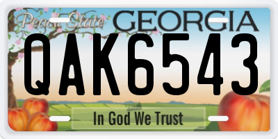 GA license plate QAK6543