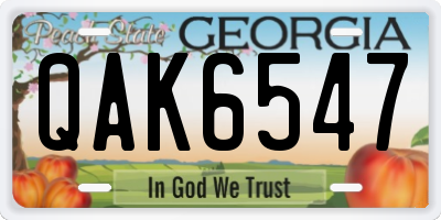 GA license plate QAK6547