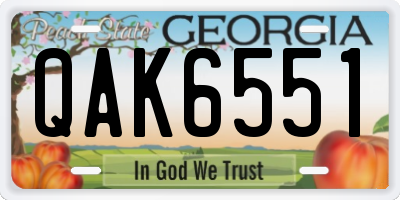 GA license plate QAK6551