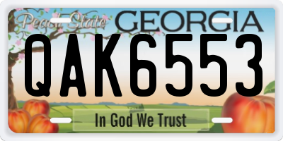 GA license plate QAK6553