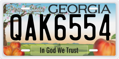 GA license plate QAK6554