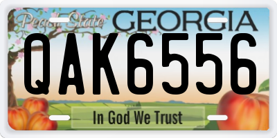 GA license plate QAK6556