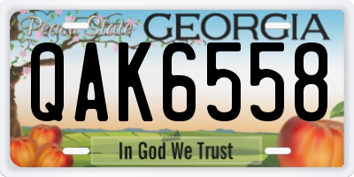 GA license plate QAK6558