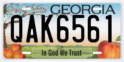 GA license plate QAK6561