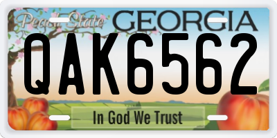 GA license plate QAK6562