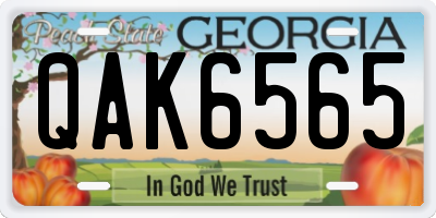 GA license plate QAK6565
