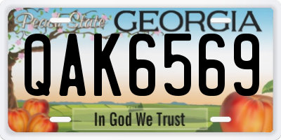 GA license plate QAK6569