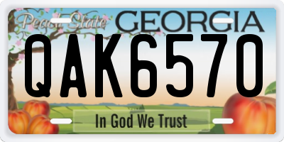 GA license plate QAK6570