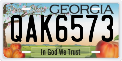 GA license plate QAK6573