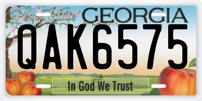 GA license plate QAK6575