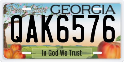 GA license plate QAK6576