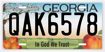 GA license plate QAK6578