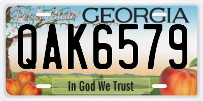 GA license plate QAK6579