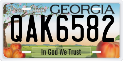 GA license plate QAK6582
