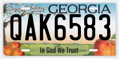 GA license plate QAK6583