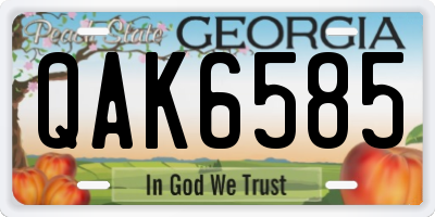 GA license plate QAK6585