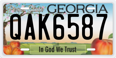 GA license plate QAK6587
