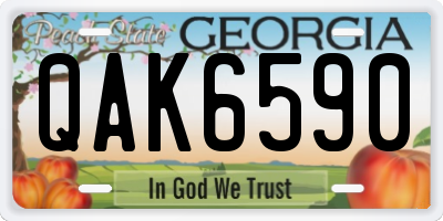GA license plate QAK6590