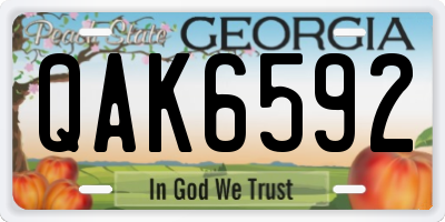 GA license plate QAK6592