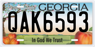 GA license plate QAK6593
