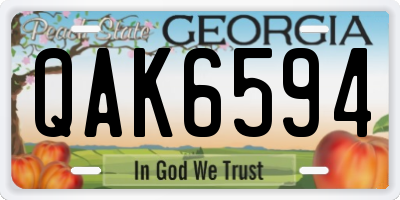 GA license plate QAK6594