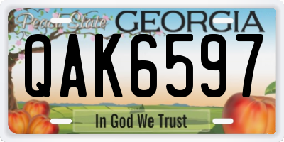 GA license plate QAK6597