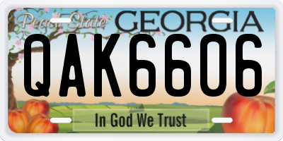 GA license plate QAK6606