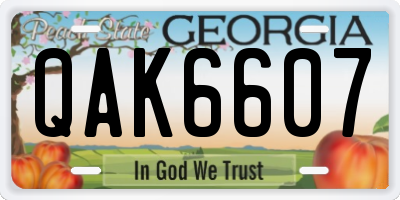 GA license plate QAK6607