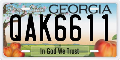 GA license plate QAK6611
