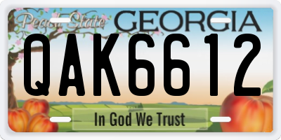 GA license plate QAK6612