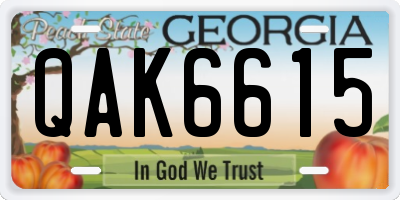 GA license plate QAK6615