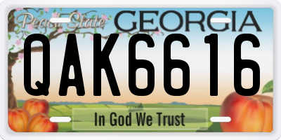 GA license plate QAK6616
