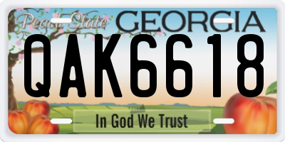 GA license plate QAK6618
