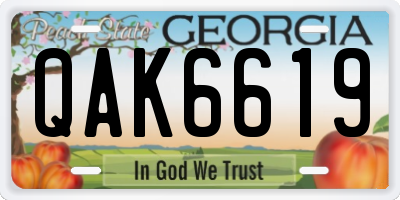 GA license plate QAK6619