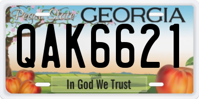 GA license plate QAK6621