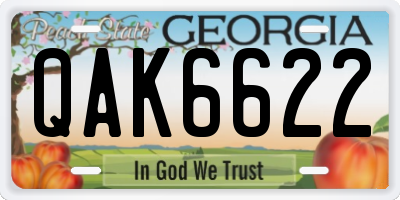GA license plate QAK6622