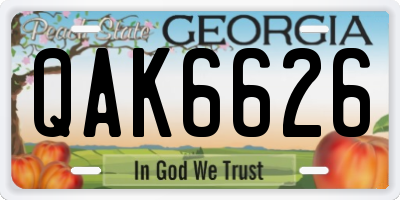 GA license plate QAK6626