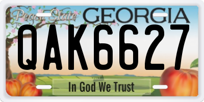 GA license plate QAK6627