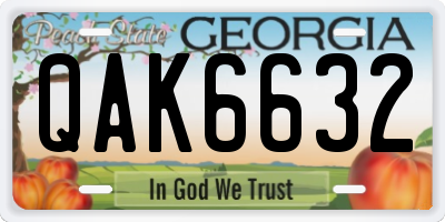 GA license plate QAK6632