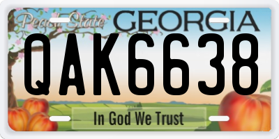 GA license plate QAK6638